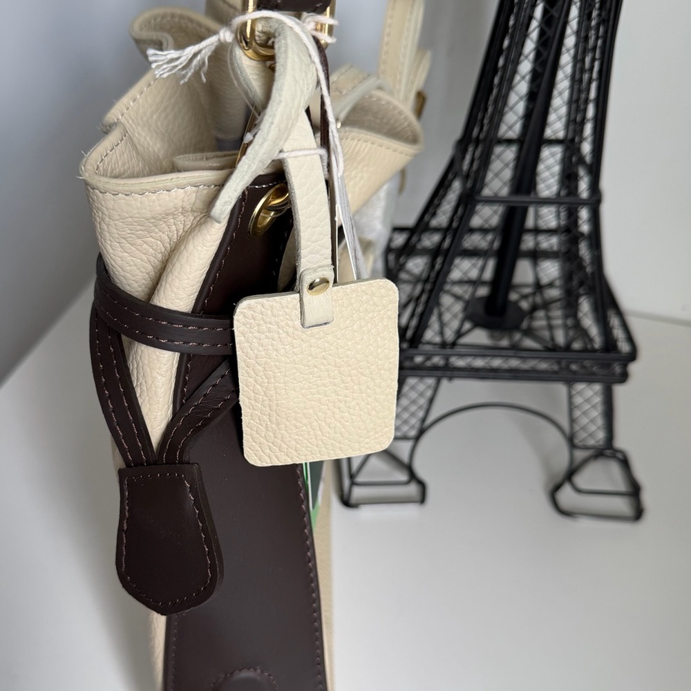 Valentina Cream and Brown Shoulder Bag - Picture 2 of 9